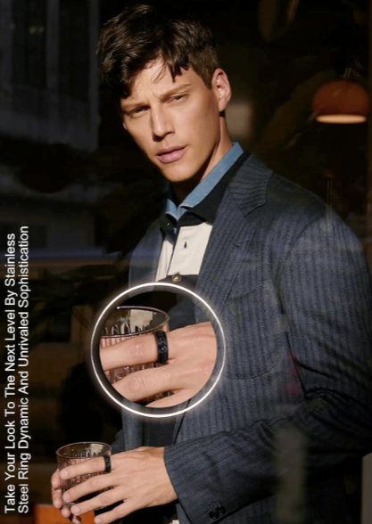 Fidget Black Chain Spinner Ring