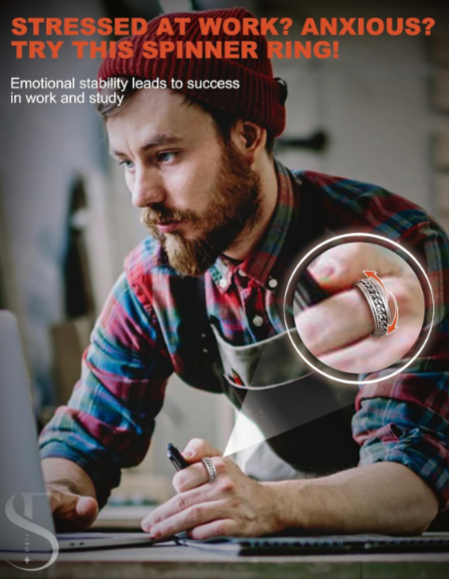 Fidget silver chain spinner ring